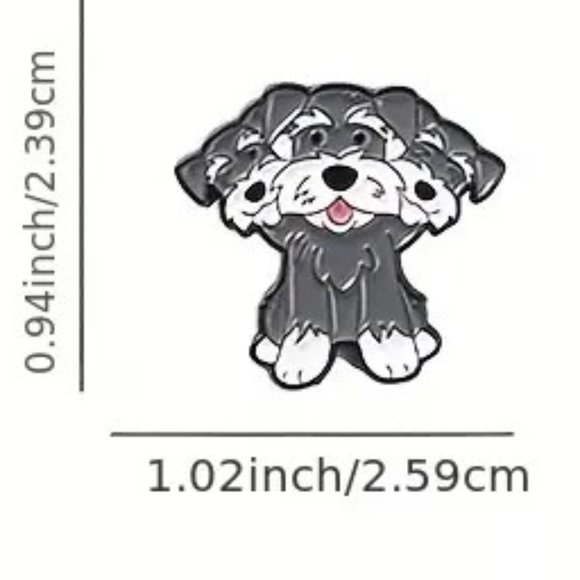 Schnauzer Dog Enamel Pin 3 Heads Brooch Funny Bag Charm Backpack Puppy Love Pet - Picture 2 of 2